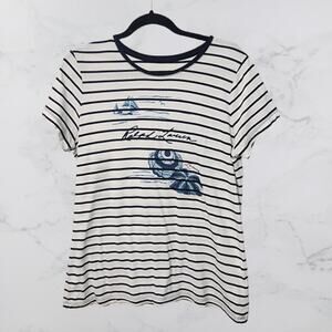 Ralph Lauren Navy White Striped Short Sleeve Coastal Top